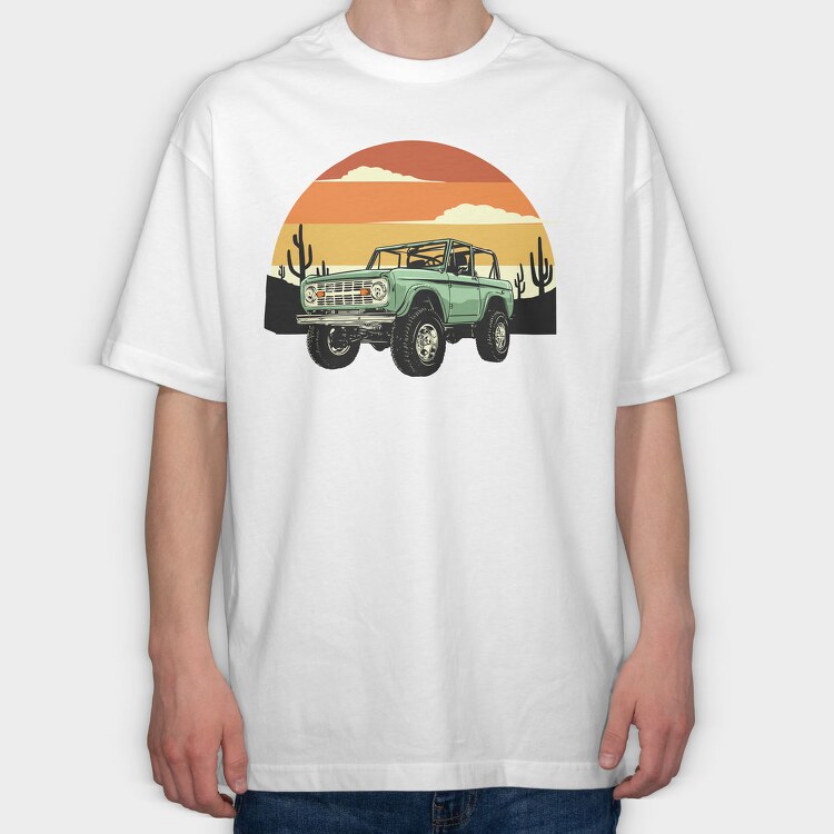 Desert Bronco Sunset, Tricou Oversize Barbati (Unisex)