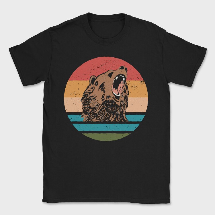 Sunset Retro Bear, Tricou Barbati (Unisex)