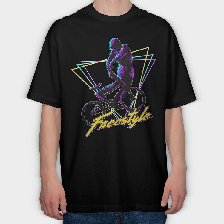 Freestyle Neon Cyclist, Tricou Oversize Barbati (Unisex)