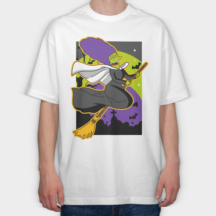 Halloween Witch Flyer, Tricou Oversize Barbati (Unisex)
