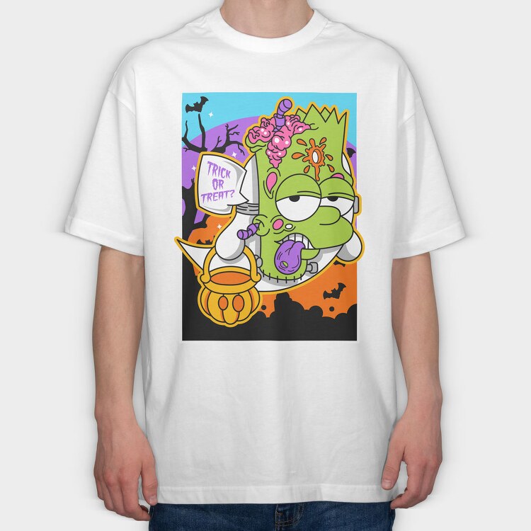 Halloween Zombie Trick Or Treat, Tricou Oversize Barbati (Unisex)