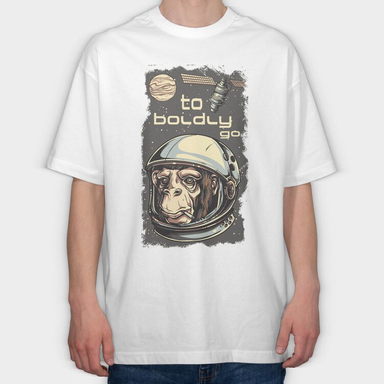 Space Monkey Go, Tricou Oversize Barbati (Unisex)
