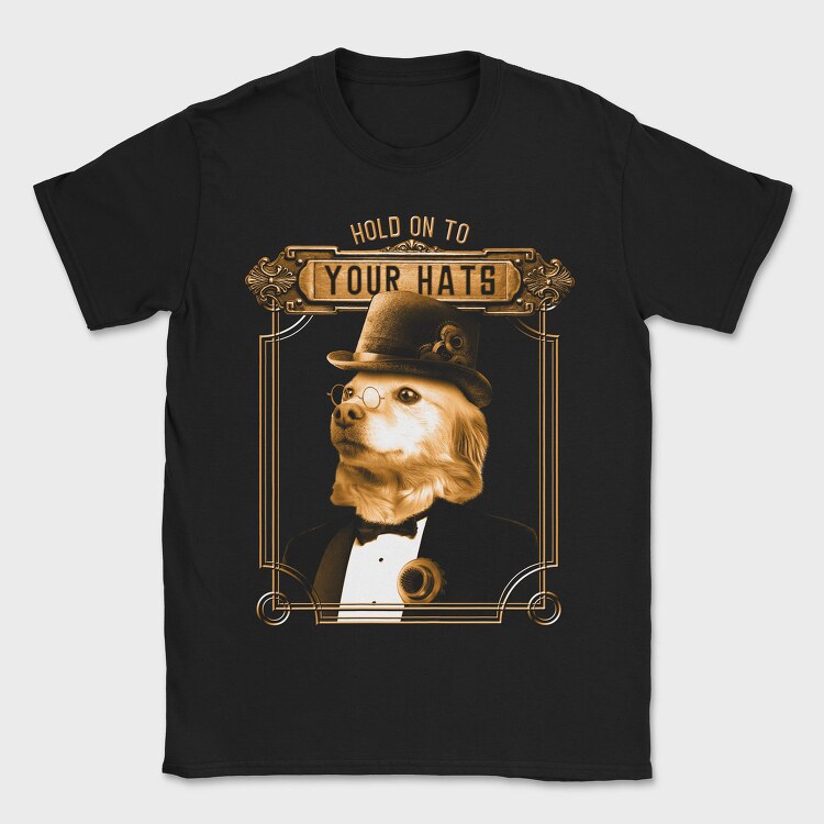 Steampunk Dog Hat, Tricou Barbati (Unisex)
