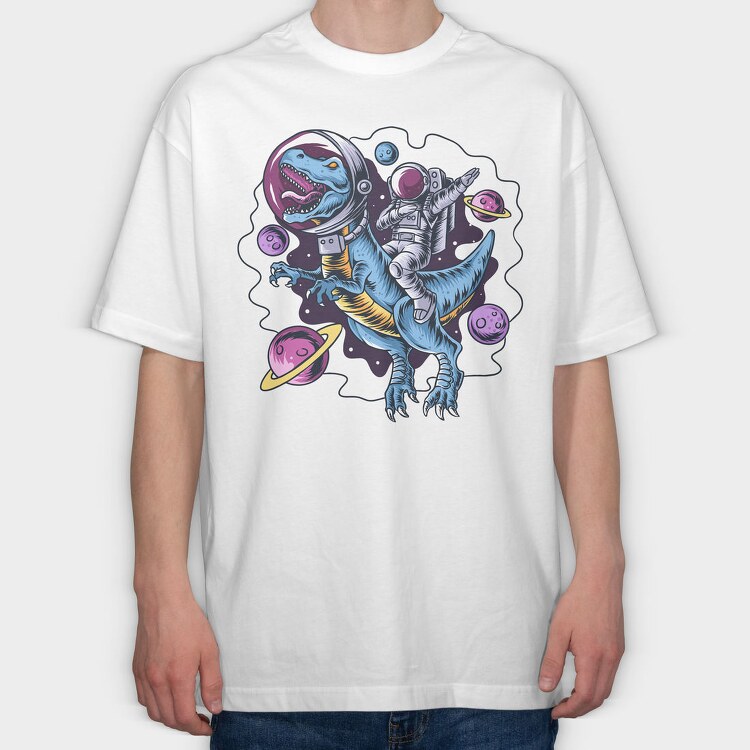 Dino Astronaut Space, Tricou Oversize Barbati (Unisex)