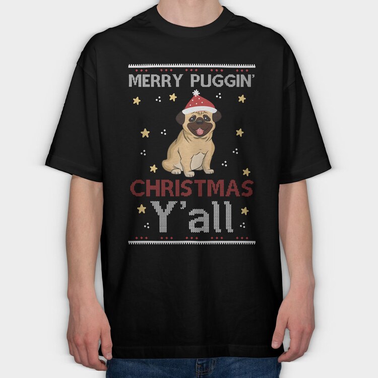 Pugmas Festive, Tricou Oversize Barbati (Unisex)