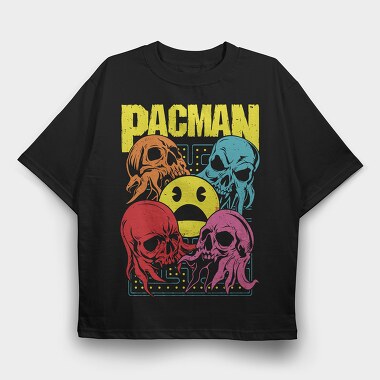 Pacman Skulls, Tricou Oversize Barbati (Unisex)