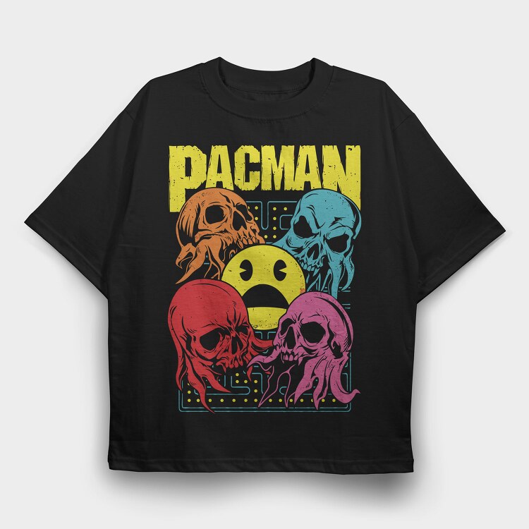 Pacman Skulls, Tricou Oversize Barbati (Unisex)