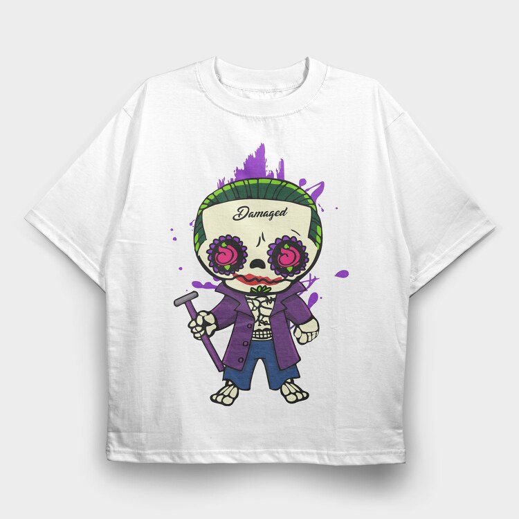 Joker Skull Damage, Tricou Oversize Barbati (Unisex)