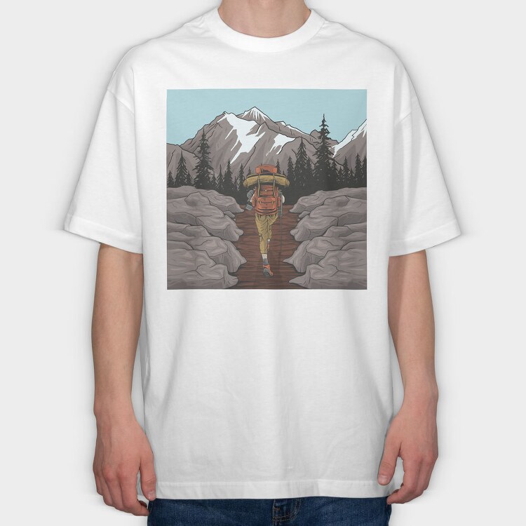 Mountain Trekker, Tricou Oversize Barbati (Unisex)