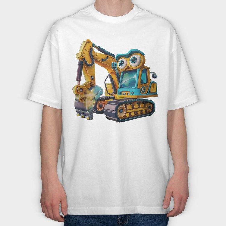 Excavator Face Clipart, Tricou Oversize Barbati (Unisex)