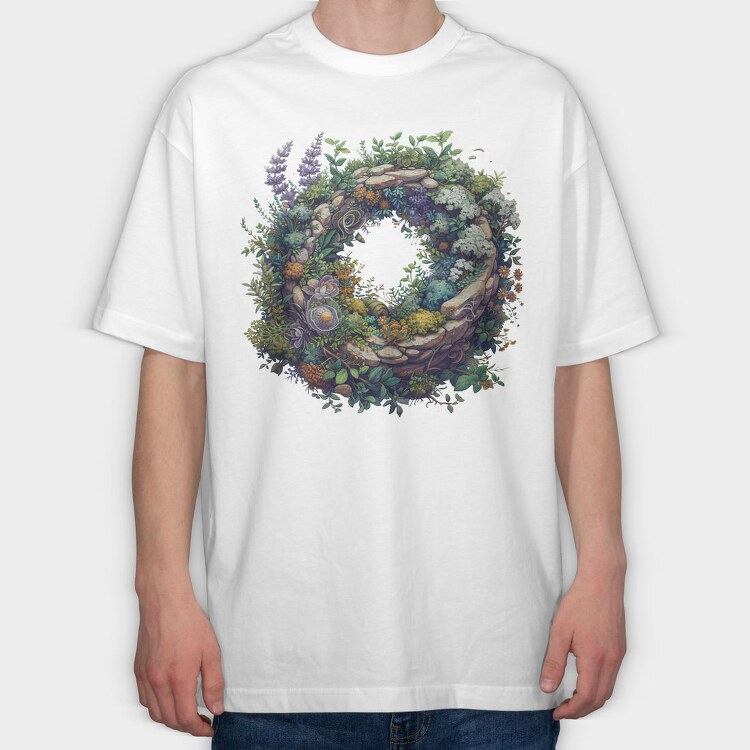 Enchanted Garden Wreath, Tricou Oversize Barbati (Unisex)