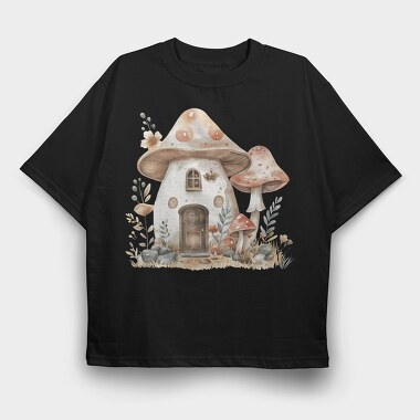 Fairy Mushroom House, Tricou Oversize Barbati (Unisex)