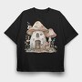 Fairy Mushroom House, Tricou Oversize Barbati (Unisex)