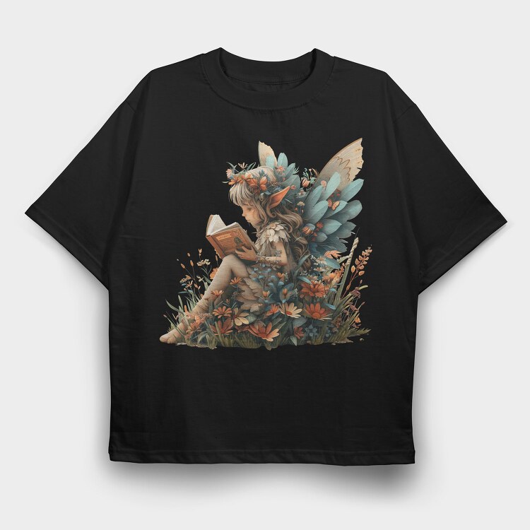 Fairy Reading Garden, Tricou Oversize Barbati (Unisex)