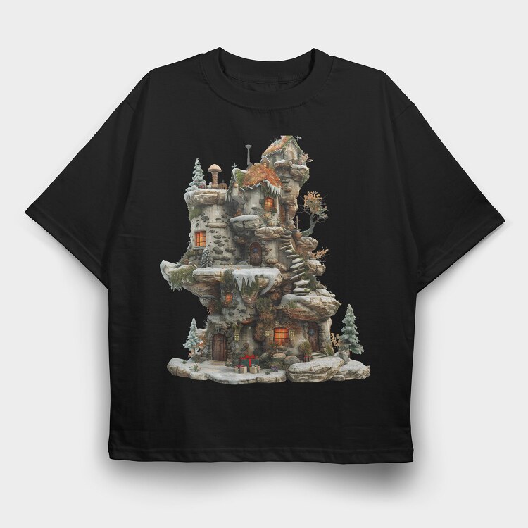 Fairy Treehouse Garden, Tricou Oversize Barbati (Unisex)