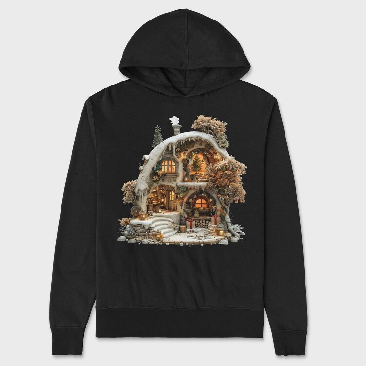 Fairy Winter Cottage, Hanorac Oversize Barbati (Unisex)