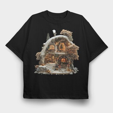 Fairy Winter Cottage, Tricou Oversize Barbati (Unisex)