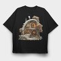 Fairy Winter Cottage, Tricou Oversize Barbati (Unisex)