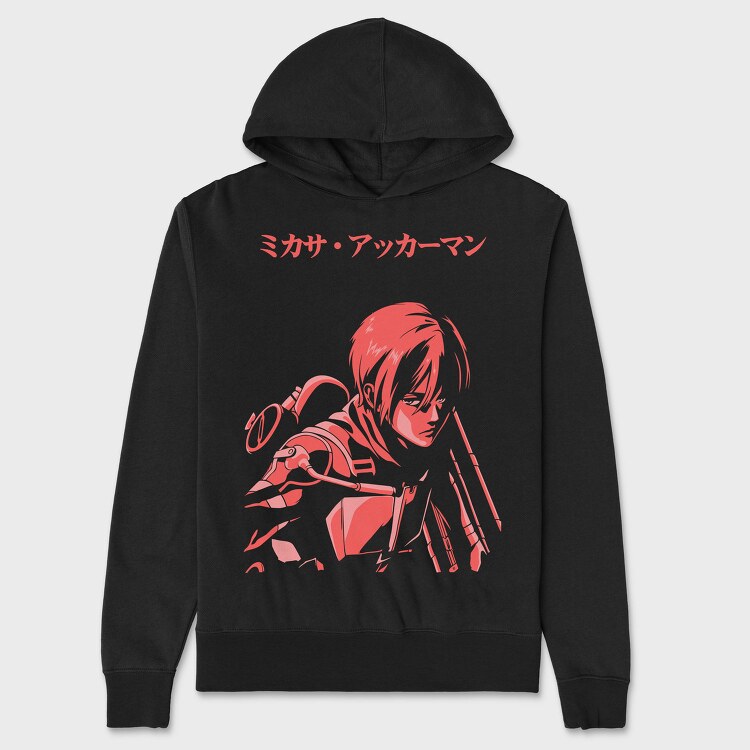 Mikasa Akkerman Red, Hanorac Oversize Barbati (Unisex)