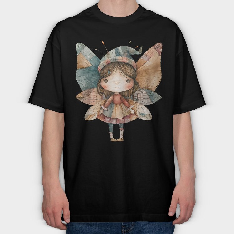 Fairy Patchwork Clipart, Tricou Oversize Barbati (Unisex)