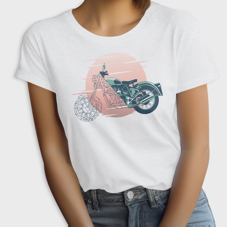 Vintage Geometric Motorbike, Tricou Femei
