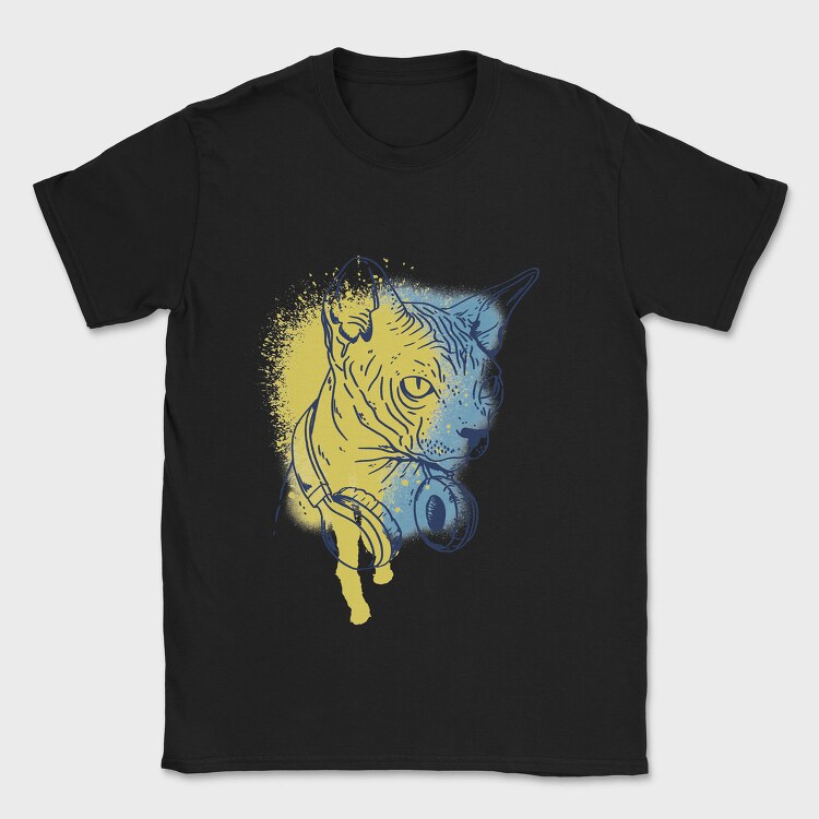 Sphynx Cat Headphones, Tricou Barbati (Unisex)