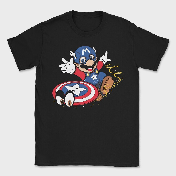 Mario Captain Shield, Tricou Barbati (Unisex)
