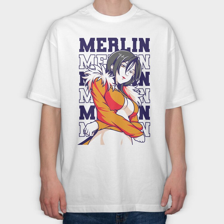 Merlin Fox Girl, Tricou Oversize Barbati (Unisex)