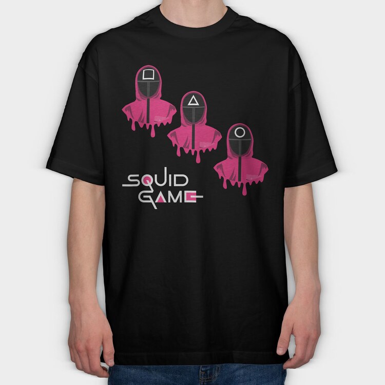 Pink Hooded Figure, Tricou Oversize Barbati (Unisex)
