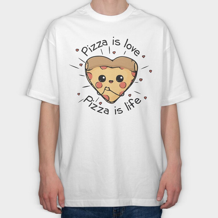 Pizza Love Slice, Tricou Oversize Barbati (Unisex)
