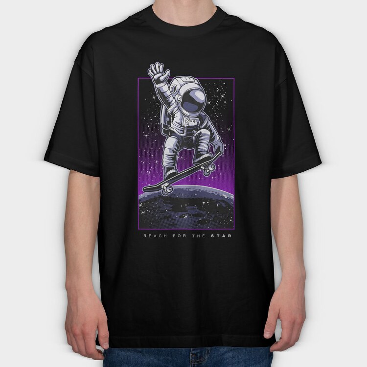 Space Skater, Tricou Oversize Barbati (Unisex)