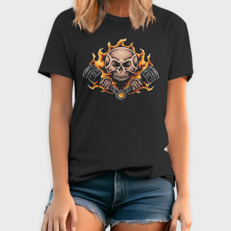 Burning Skull Pistons, Tricou Barbati (Unisex)