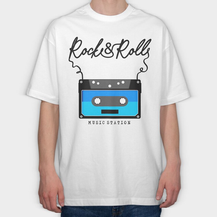 Rock And Roll Cassette, Tricou Oversize Barbati (Unisex)
