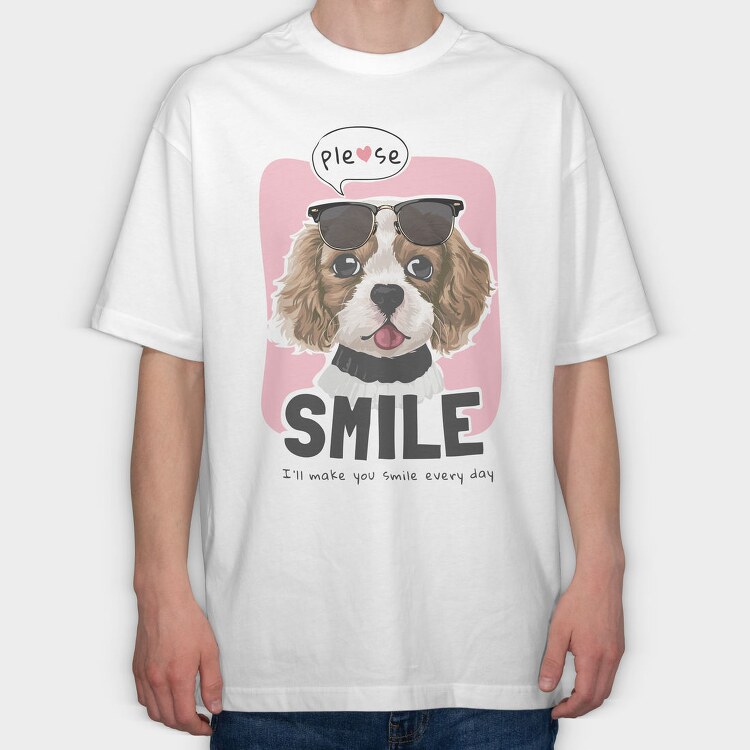 Doggy Smile, Tricou Oversize Barbati (Unisex)