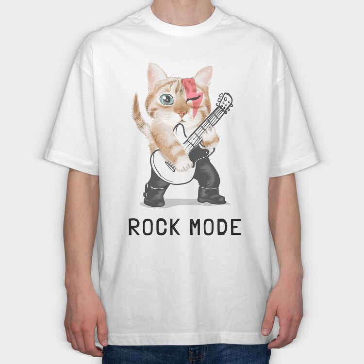 Rock Kitty Guitar, Tricou Oversize Barbati (Unisex)