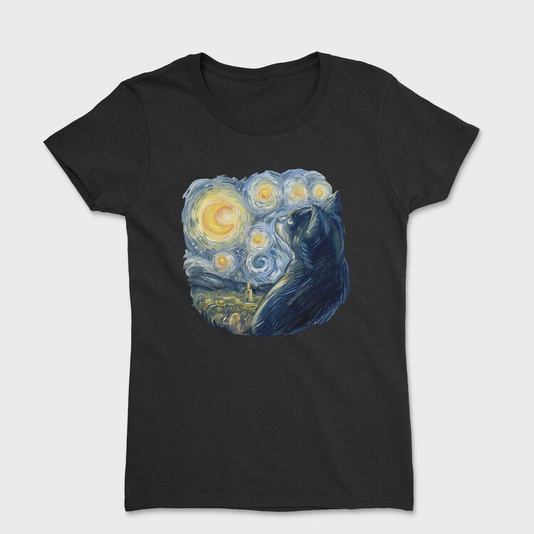 Starry Night Cat, Tricou Femei