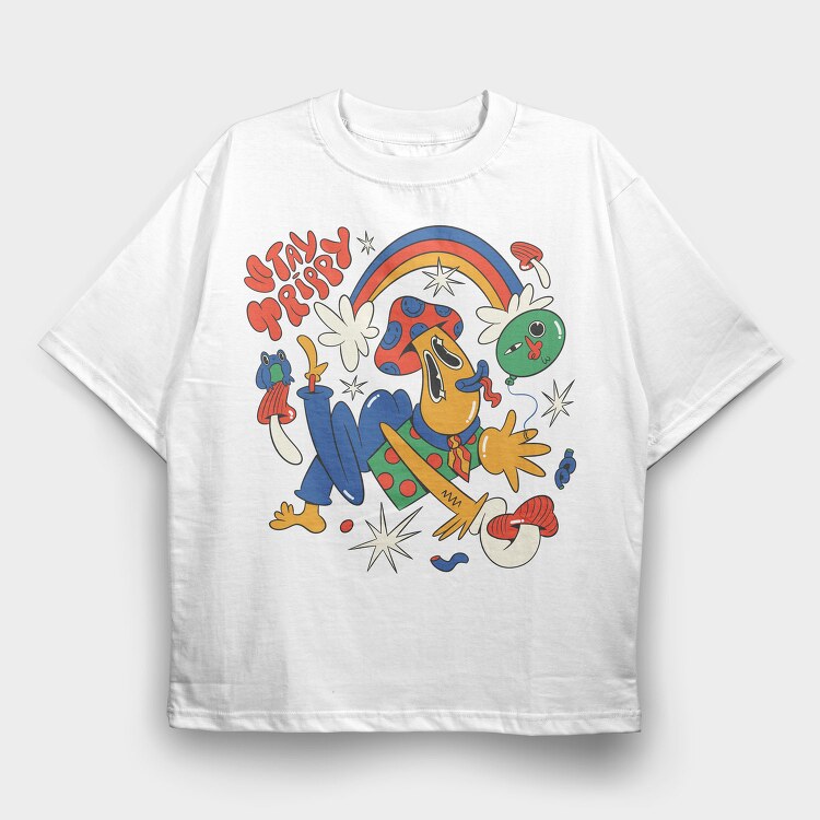 Stay Trippy Fungi, Tricou Oversize Barbati (Unisex)