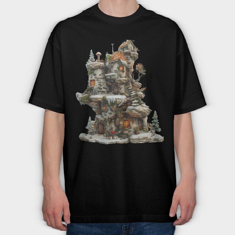 Fairy Treehouse Garden, Tricou Oversize Barbati (Unisex)