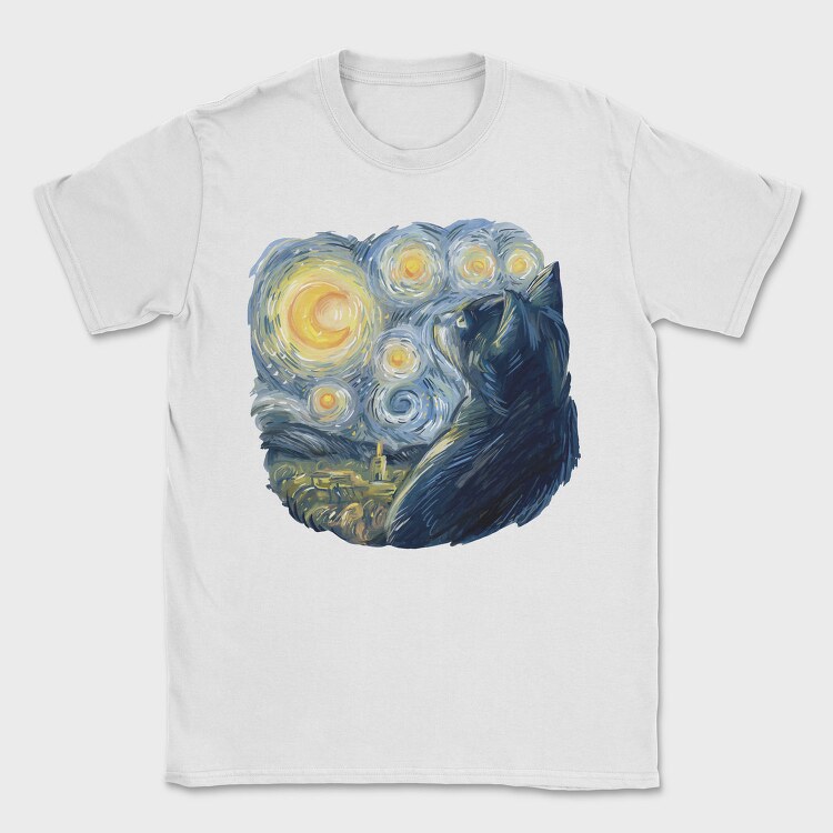 Starry Night Cat, Tricou Barbati (Unisex)