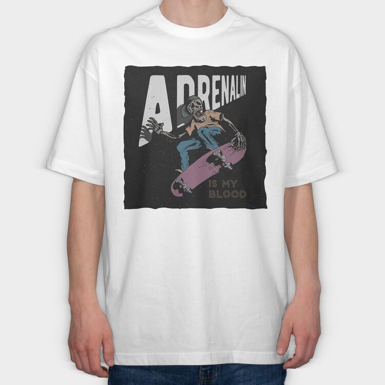 Adrenalinin Blood Skate, Tricou Oversize Barbati (Unisex)