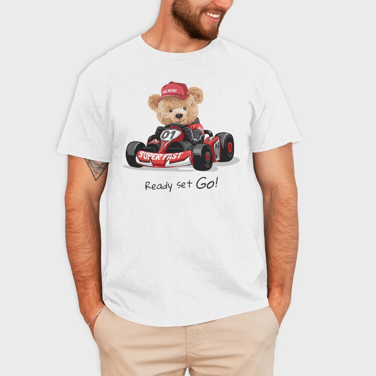 Teddy Race Car Go, Tricou Barbati (Unisex)