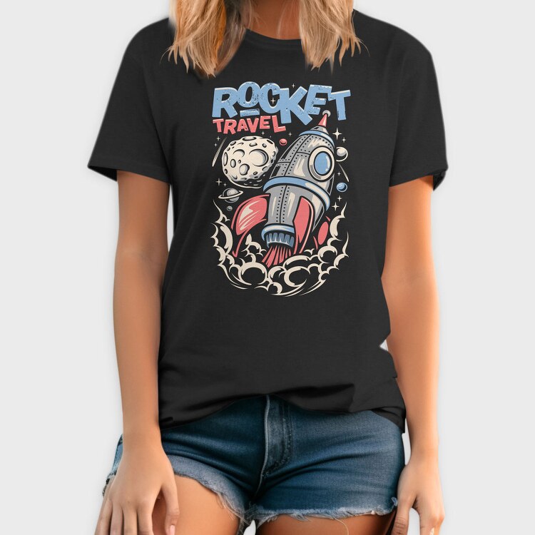 Rocket Travel Blastoff, Tricou Barbati (Unisex)