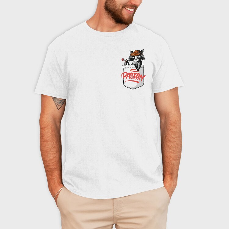 Raccoon Pocket, Tricou Barbati (Unisex)