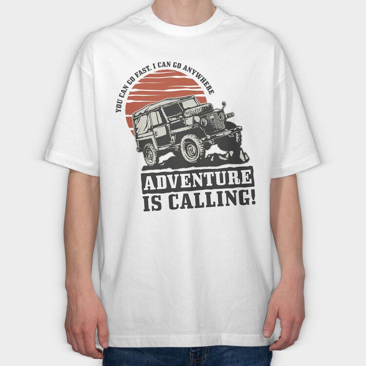 Adventure Calling Jeep, Tricou Oversize Barbati (Unisex)