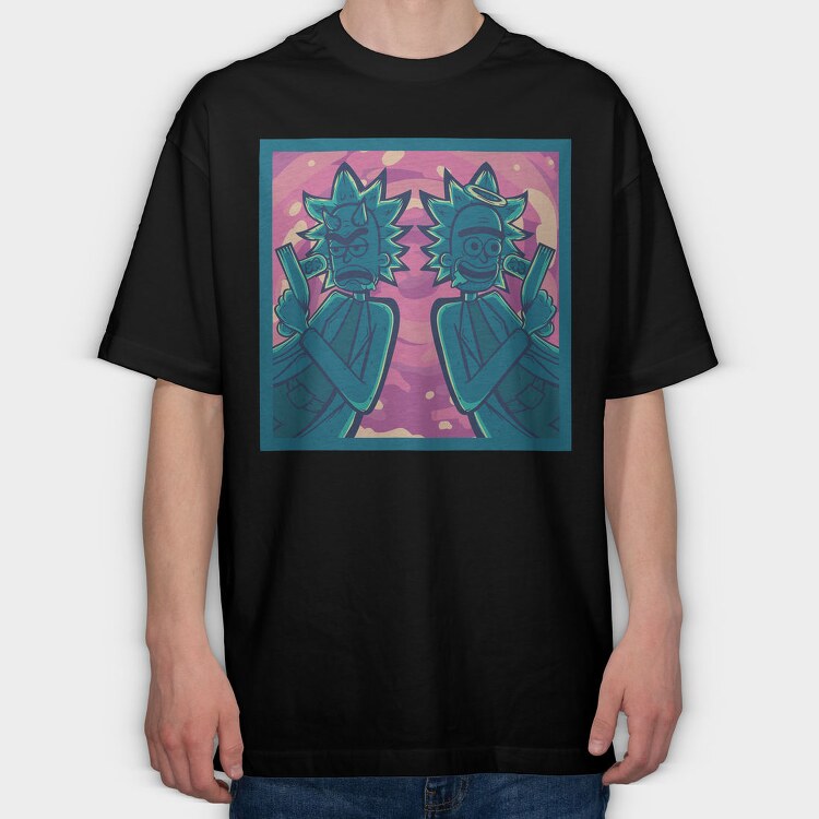 Rick And Morty Guns, Tricou Oversize Barbati (Unisex)