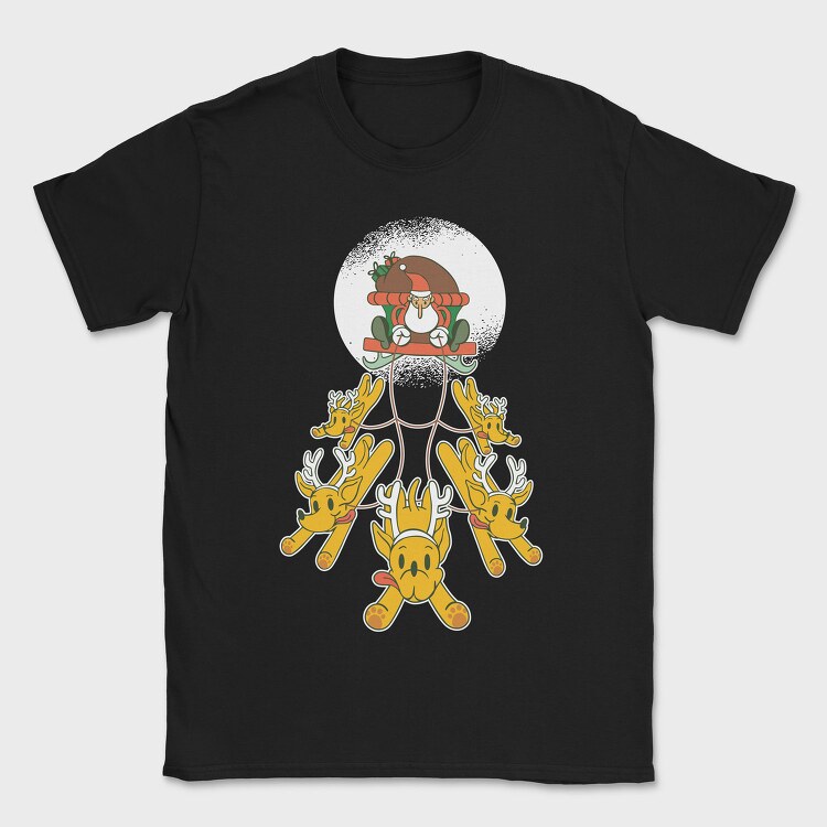 Santa Sleigh Reindeer, Tricou Barbati (Unisex)