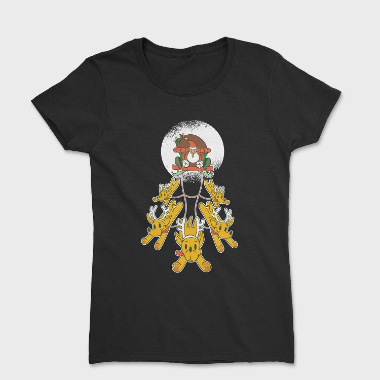 Santa Sleigh Reindeer, Tricou Femei