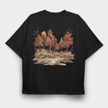 Fall Leaves Forest, Tricou Oversize Barbati (Unisex)