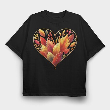 Fallen Leaves Heart, Tricou Oversize Barbati (Unisex)