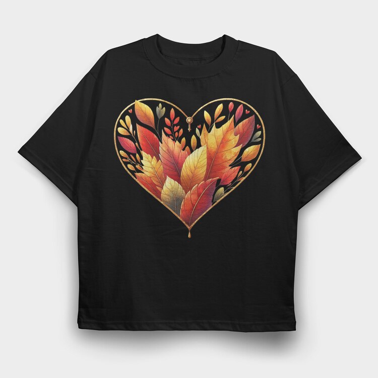 Fallen Leaves Heart, Tricou Oversize Barbati (Unisex)